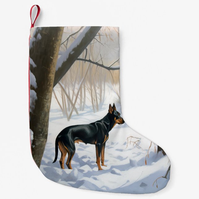 Doberman Pinscher Let It Snow Christmas Small Christmas Stocking (Front)