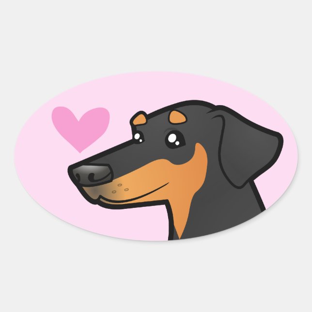 Doberman Pinscher Love (floppy ears) Oval Sticker (Front)
