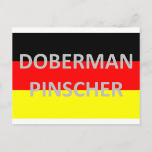 doberman pinscher name on germany-flag postcard