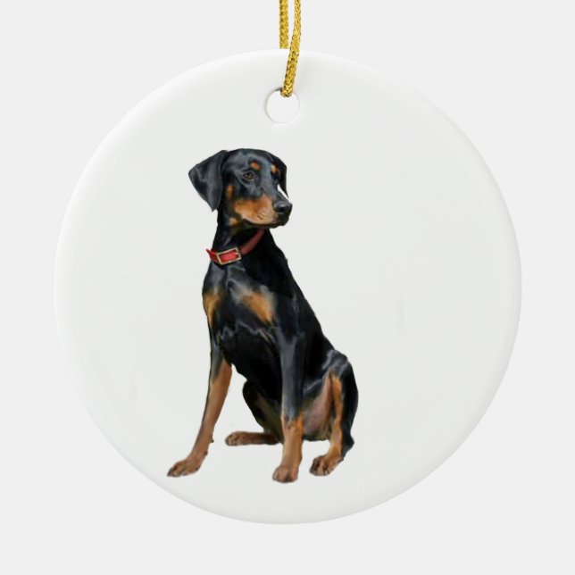 Doberman Pinscher (natural) Ceramic Ornament (Front)
