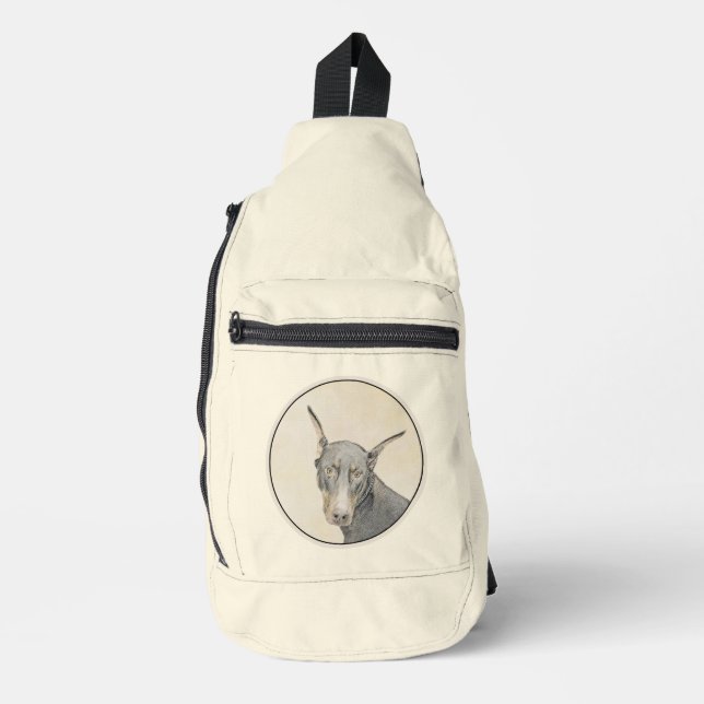 Doberman Pinscher Painting Dobie Cropped Dog Art Sling Bag (Front)
