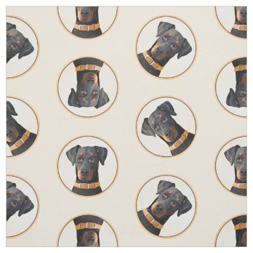 Doberman Pinscher Painting Dobie Uncropped Dog Art Fabric