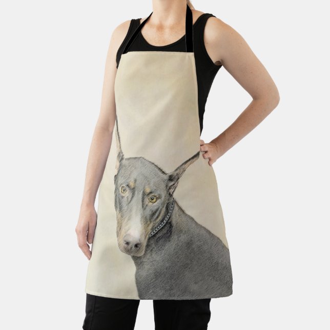 Doberman Pinscher Painting - Original Dog Art Apron (Insitu)