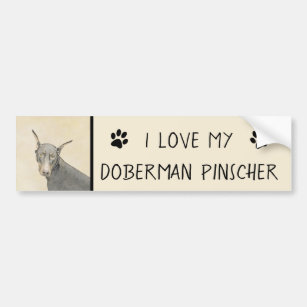 Doberman Pinscher Painting - Original Dog Art Bumper Sticker