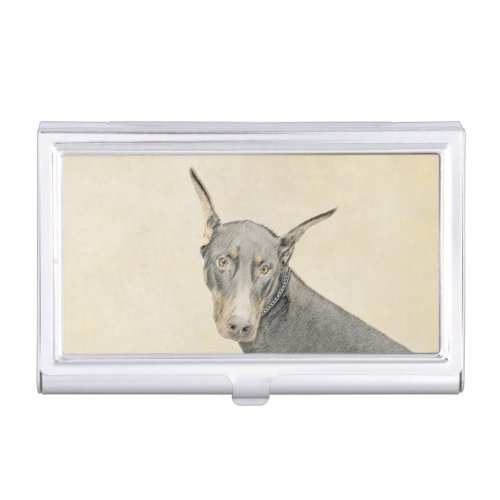 Doberman Pinscher Painting _ Original Dog Art Business Card Case