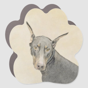 Doberman Pinscher Painting - Original Dog Art Car Magnet