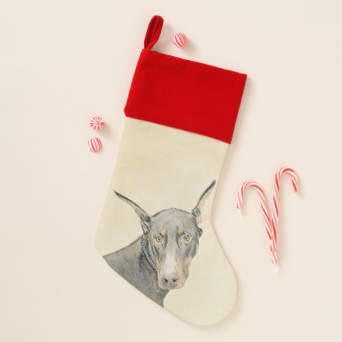 Doberman Pinscher Painting _ Original Dog Art Christmas Stocking