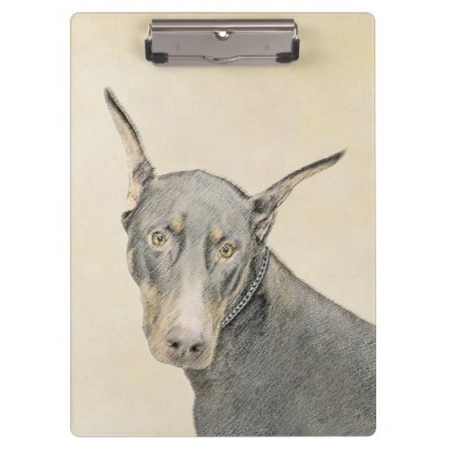 Doberman Pinscher Painting _ Original Dog Art Clipboard