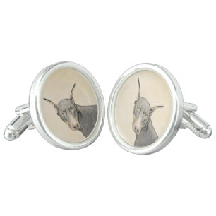 Doberman Pinscher Painting - Original Dog Art Cufflinks