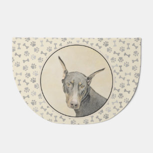 Doberman Pinscher Painting - Original Dog Art Doormat