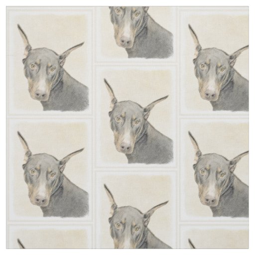Doberman Pinscher Painting - Original Dog Art Fabric