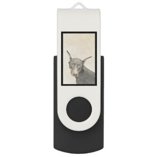 Doberman Pinscher Painting - Original Dog Art Flash Drive