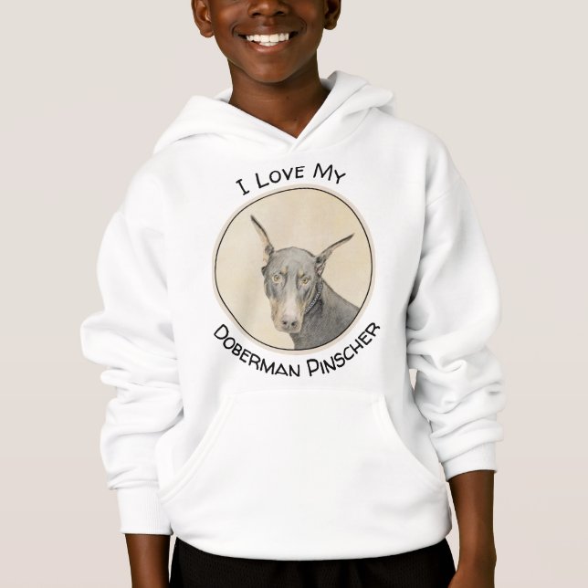 Doberman Pinscher Painting - Original Dog Art Hoodie (Front)