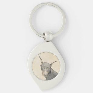 Doberman Pinscher Painting - Original Dog Art Keychain