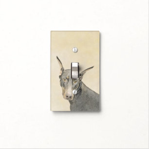 Doberman Pinscher Painting - Original Dog Art Light Switch Cover