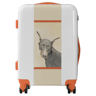 Doberman Pinscher Painting - Original Dog Art Luggage