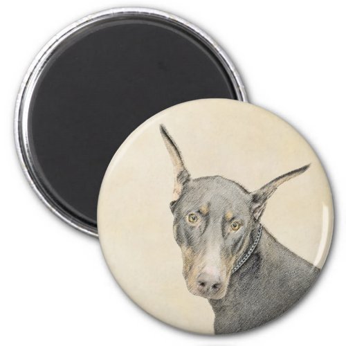 Doberman Pinscher Painting _ Original Dog Art Magnet