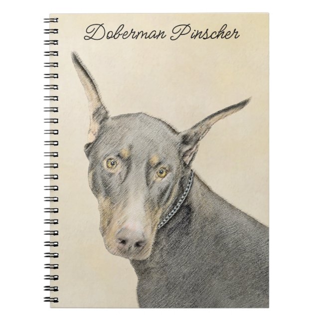 Doberman Pinscher Painting - Original Dog Art Notebook (Front)