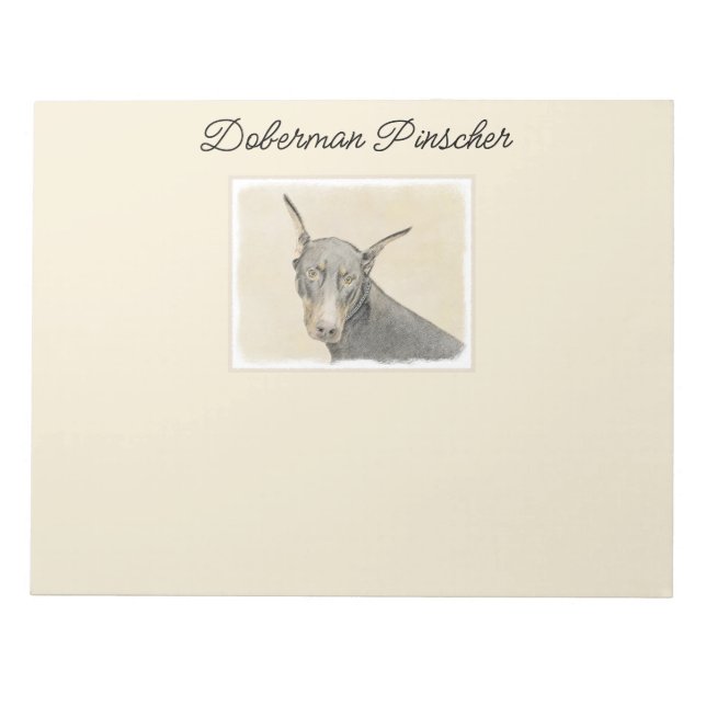 Doberman Pinscher Painting - Original Dog Art Notepad (Front)