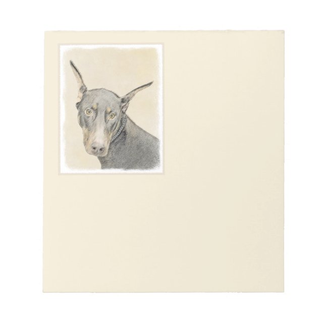 Doberman Pinscher Painting - Original Dog Art Notepad (Front)
