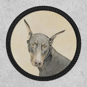 Doberman Pinscher Painting - Original Dog Art Patch