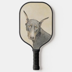 Doberman Pinscher Painting - Original Dog Art Pickleball Paddle