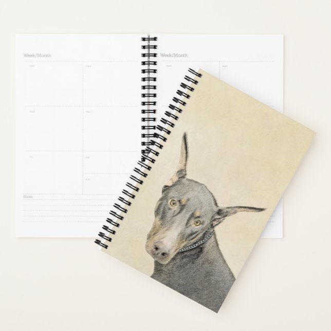 Doberman Pinscher Painting - Original Dog Art Planner (Display)