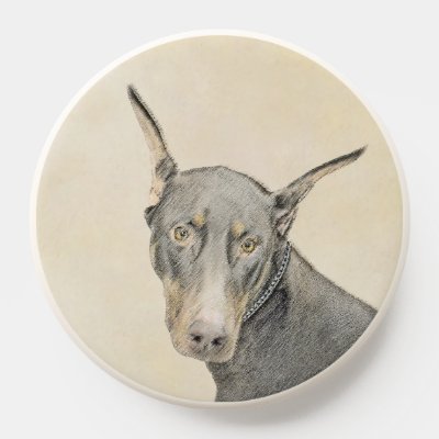 Doberman Pinscher Painting - Original Dog Art PopSocket