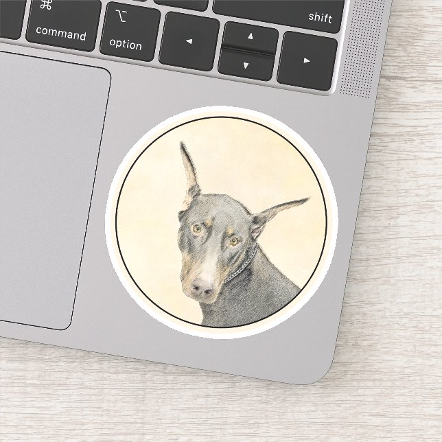Doberman Pinscher Painting - Original Dog Art Sticker (Detail)