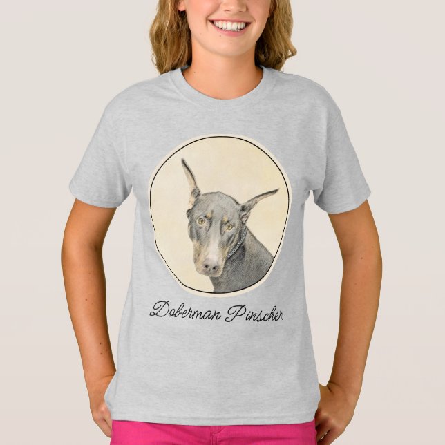 Doberman Pinscher Painting - Original Dog Art T-Sh T-Shirt (Front)