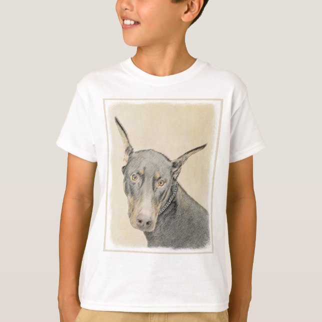 Doberman Pinscher Painting - Original Dog Art T-Shirt (Front)