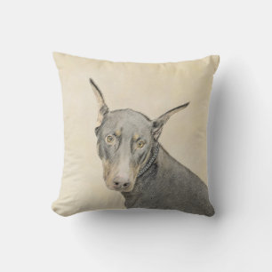 Doberman Pinscher Painting - Original Dog Art Throw Pillow