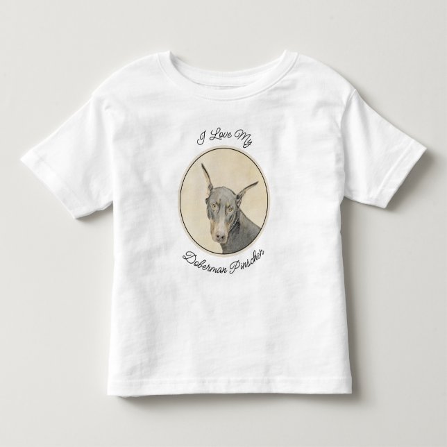 Doberman Pinscher Painting - Original Dog Art Toddler T-shirt (Front)
