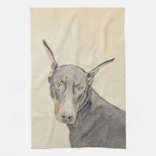 Doberman Pinscher Painting _ Original Dog Art Towel