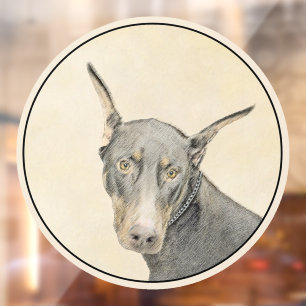 Doberman Pinscher Painting - Original Dog Art Window Cling