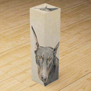 Doberman Pinscher Painting - Original Dog Art Wine Box