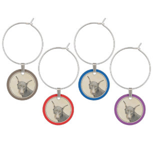 Doberman Pinscher Painting - Original Dog Art Wine Charm
