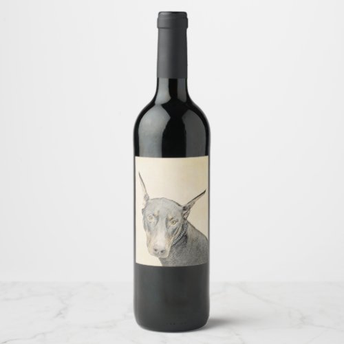Doberman Pinscher Painting _ Original Dog Art Wine Label