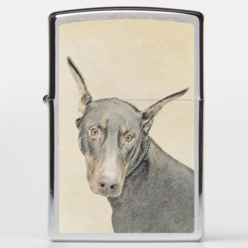 Doberman Pinscher Painting _ Original Dog Art Zippo Lighter