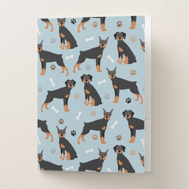 Doberman Pinscher Paws and Bones Pocket Folder (Front)