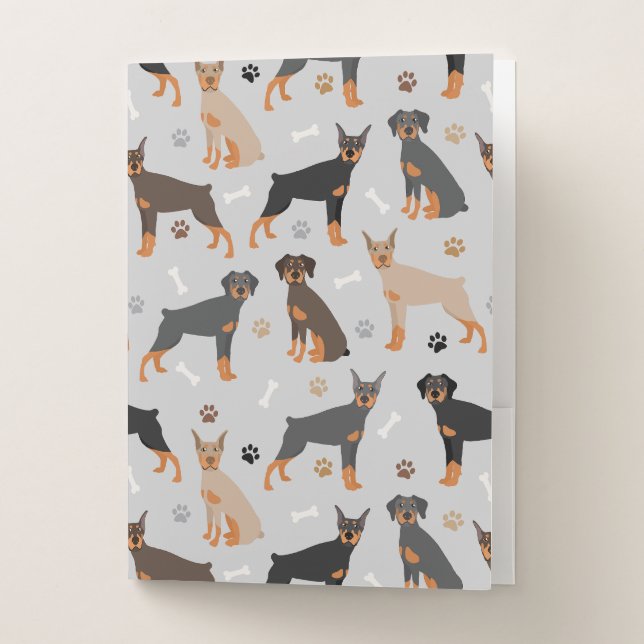 Doberman Pinscher Paws and Bones Pocket Folder (Front)