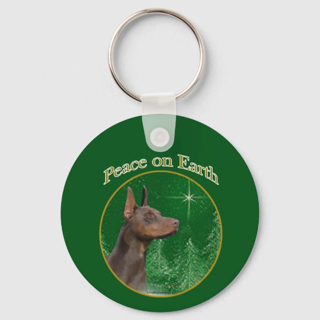 Doberman Pinscher Peace Keychain (Front)