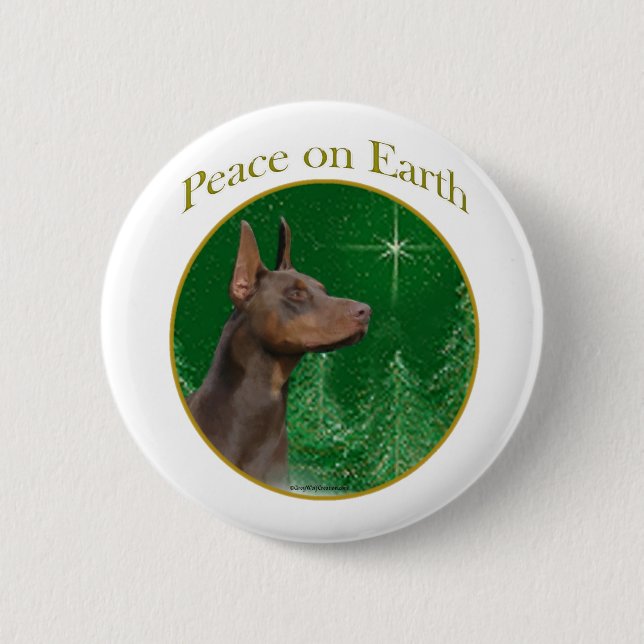 Doberman Pinscher Peace Pinback Button (Front)