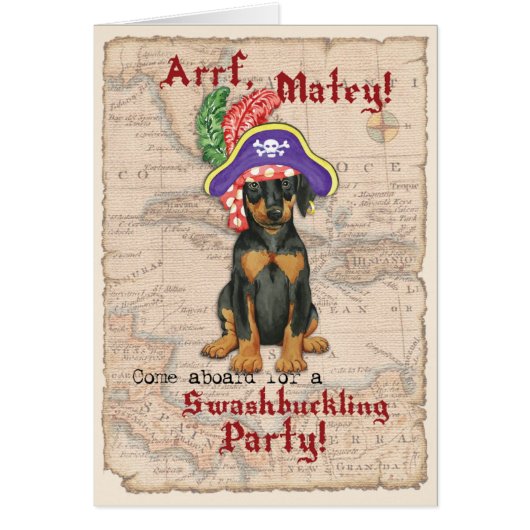 Doberman Pinscher Pirate Invitation (Front)