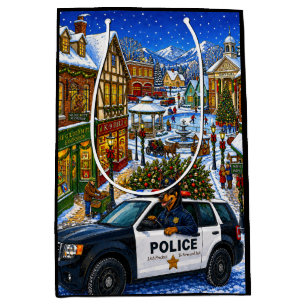 Doberman Pinscher Police Holiday Medium Gift Bag