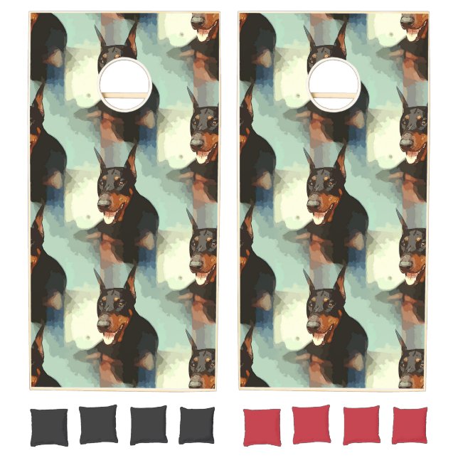 Doberman Pinscher Portrait Cornhole Set (Set)
