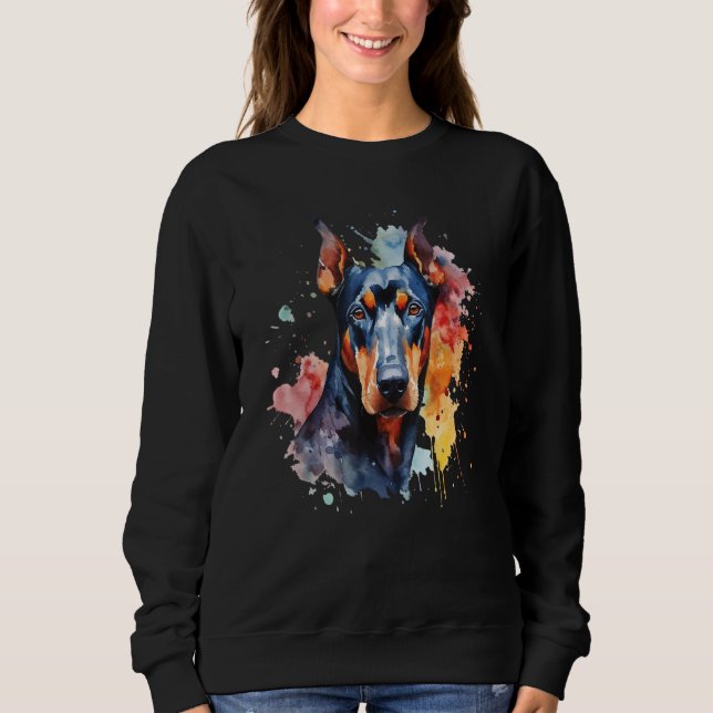 Doberman Pinscher Portrait - Dog Lover Pet Canine  Sweatshirt (Front)
