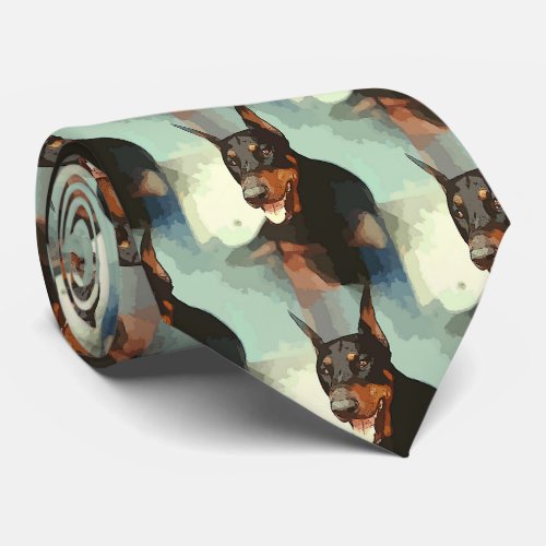 Doberman Pinscher Portrait Tie