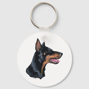Doberman Pinscher Profile Keychain
