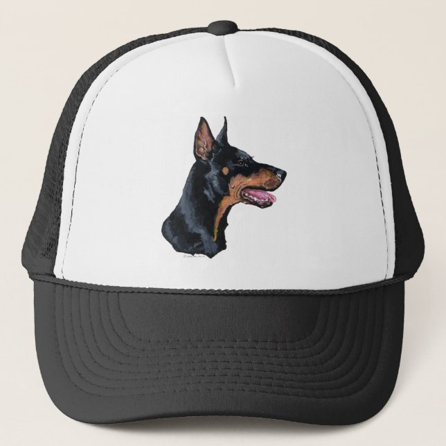 Doberman Pinscher Profile Trucker Hat (Front)